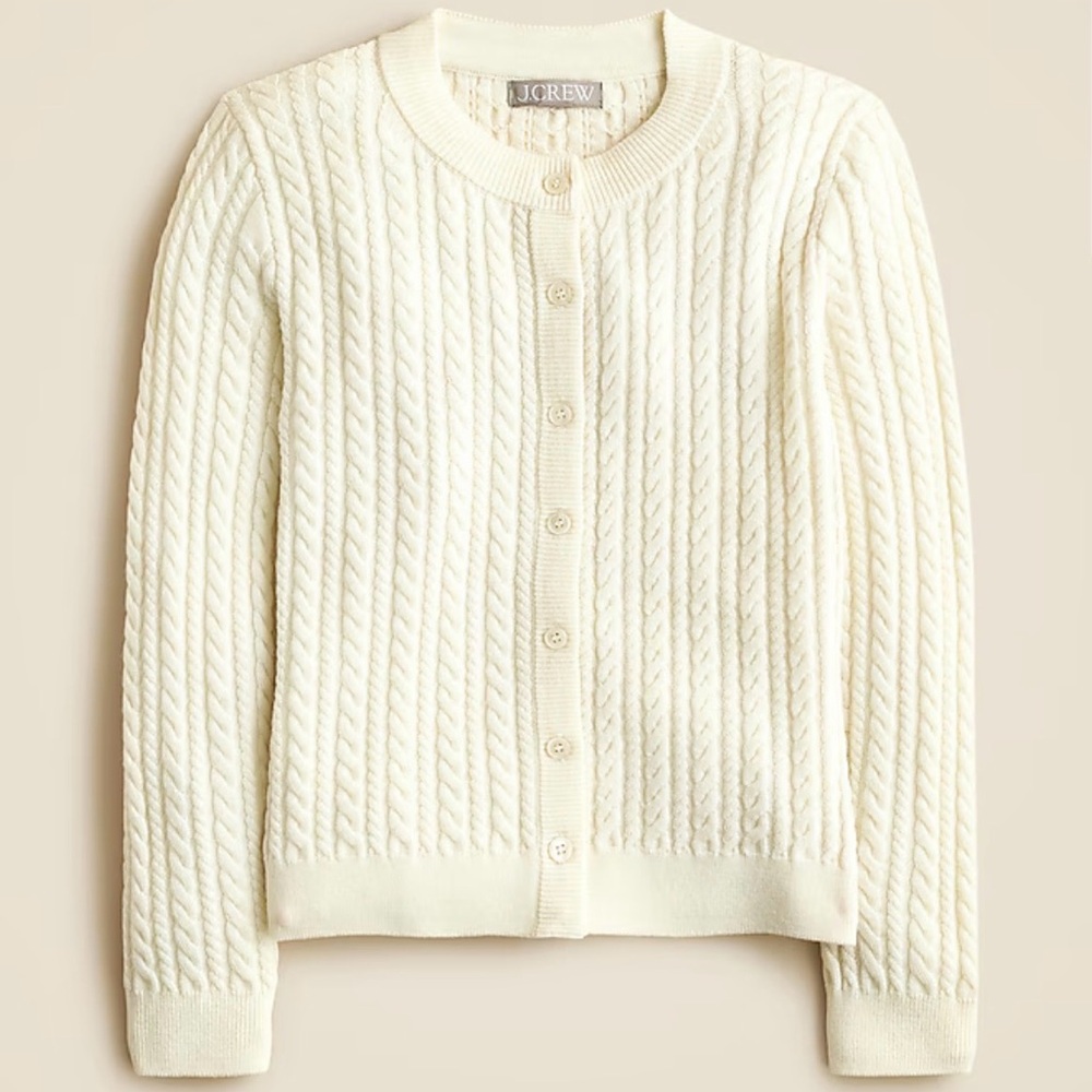 J. Crew Cable-knit crewneck cardigan in merino wool